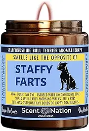 Scent Nation Staffy Gifts | Funny Staffy Lovers Gifts Pet Friendly Odour eliminating Soy Candle 225g for Women, Men, People,Dog Lovers and Dog Owners Made in Australia (Staffy Farts)