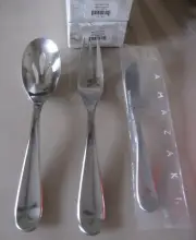 Yamazaki Metaphor 3 pc Serve Set Cold Meat Fork, Butter knife, Pierced Spoon