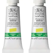 2x Winsor & Newton 14ml Designers' Gouache Watercolour Cadmium Free Lemon S4