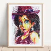 Pauline Ballpoint Pen Print, Super Mario Odyssey Art Poster