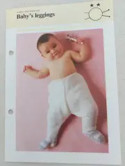 Baby's Leggings Vintage Original Odhams Knitting Pattern Card 4 Ply