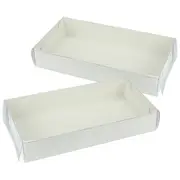 White Rectangle Cookie / Biscuit Boxes with Clear Plastic Lids 22.5cm (Pack of 2)