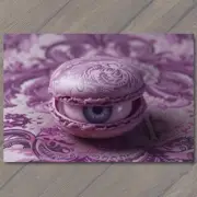 4x6" Macaron Eye Purple Pale Detailed Surreal Unusual Strange Weird Creepy