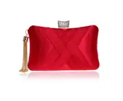 Lady's banquet bag evening handbag fashionable elegant fringed chain bag - RED
