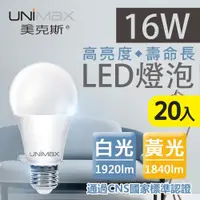 在飛比找ETMall東森購物網優惠-【美克斯UNIMAX】16W LED燈泡 球泡燈 E27 節