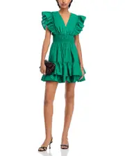 Aqua Flutter Sleeve Mini Dress - Exclusive
