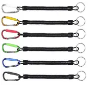 6pack Flexible Fishing Lanyards Theftproof Spring Coil Cord Keychain Multicolor