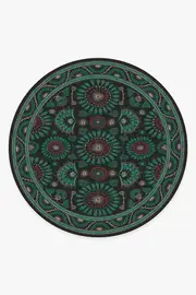 245' Round | Machine Washable Runner Rug | Kid & Pet Friendly | Indoor Rug | Iris Apfel Suzani Mosaic Lagoon Tufted Rug | Ruggable