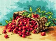 "Cherries" Printed Canvas forTapestry Gobelin Embroidery Orchidea 2366