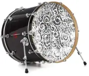 Skin Decal fits 24" Bass Kick Drums Folder Doodles White