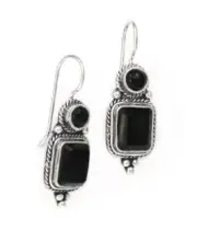 Sterling Silver "Aimee" Stone Earrings, Onyx