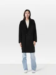Black Mid Length Wool Coat