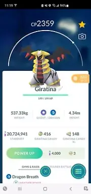Pokemon Level 40 Altered Giratina With 2nd Move VERY RARE/POWERFUL GO