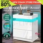 ALFORDSON Bedside Table RGB LED Nightstand 2 Drawers 4 Side High Gloss White