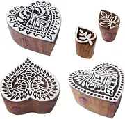 Royal Kraft Textile Wooden Blocks Oriental Heart Design Printing Stamps (Set of 5)