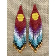Handmade Miyuki Seed Bead Fringe Dangling Earrings Mesa Sunrise NWT