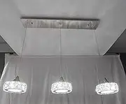 3-Light Crystal Bar Pendant Light L80cm 3 Colors LED K9 Crystal Light Fixture for Kitchen Bench Top Kitchen Island Living Room Dining Room BedroomHallway Entryway (AJ14)
