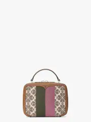 vanity spade flower jacquard stripe mini top-handle bag