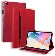 [CXTcase] Case for Galaxy Tab S6 Lite,Skin Feel PU Leather Wallet Protective Cover with Card Slots and Stand Function for Samsung Galaxy Tab S6 Lite 10.4" 2022/2020 SM-P610/P613/P615/P619 - Red