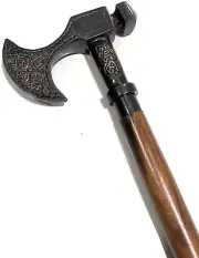 Handmade Axe Head Handle Victorian Wooden Walking Stick