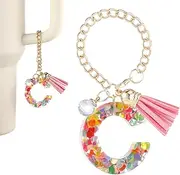 [lasuroa] Letter Cup Charm, Cute Initial Letter Charm Cup Initial Keychain Charm Tumbler Handle Charms Letter Charm