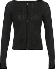 [Generic] Women's Zip Up Cardigan Sweater Top Casual Drawstring Cable Hoodies Winter Open Front Long Sleeve Jacket Coat