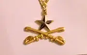 US Officer Cavalry Sword Saber Cutlass Collar Star Army Rebel NCO Chain Pendant