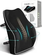 TRAVEL EASE Ergonomic Lumbar Support Cushion, Memory Foam Back Support for Car Seat Office Chair Gaming Chair, Backrest with Skin-Friendly Cover & Dual Adjustable Straps, Black