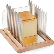 Resbywarm New Upgrade Bread Slicer for Homemade Bread with 3 Size and 2 Thickness, Stainless Bread Slicer Guide with Beechwood Bread Cutting Board for loaf,Bagels & Baguette(3/8 & 3/4 Slice sizes)