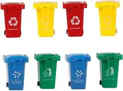 WOONEKY 8pcs Plastic Mini Garbage for Kids Learning Trash Sorting Sturdy Plastic Easy Slide Lid Small Lightweight