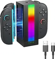 JSAUX EnergyFlow Charging Dock for Nintendo Switch 2 Joy Con Controllers, 4-in-1 RGB One-Touch Charger Station LED Indicator, Switch2 Joy Con Accessories with 5FT USB C Cable