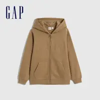 在飛比找蝦皮商城優惠-Gap 男童裝 Logo刷毛連帽外套 碳素軟磨系列-棕色(8