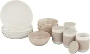 Corelle Stoneware 16-Pc Dinnerware Set, Handcrafted Artisanal Double Bead Plates