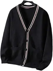 [VEMART] Cardigan Men's Versatile Round Neck in Autumn and Winter, Thick and Comfortable for Skin, Loose Cardigan, Oversized (Size : 6XL)