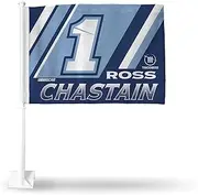 Rico Industries NASCAR Racing Ross Chastain Double Sided Car Flag - 16" x 19" - Strong Pole That Hooks onto Car/Truck/Automobile