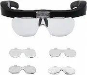 USB Rechargeable Head Mounted LED Magnifying Glass Magnification Lenses for Reading Maintenance Beauty and Embroidery for Engineers Seniors and Hobbyists