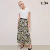 在飛比找momo購物網優惠-【Diffa】黑白花寬襬蛋糕長裙-女