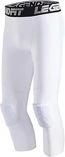 [Legendfit] Men's Basketball Pants with Knee Pads 3/4 Capri Padded Compression Tights Leggings Sports Protector Gear