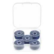 Prewound Sewing Bobbin Thread Set of 5pcs with Storage Plastic Case, Dark Blue