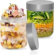 Xigugo Overnight Oats Container with Lid and Spoon,Overnight Oats Jars, 106 oz Cereal, Milk, Vegetable and fruit Salad Storage Container with Measurement Marks (grey2)