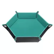 PU Leather Dice Tray Unisex Folding Hexagon Dice Tray, Cyan