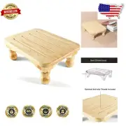 Sturdy Solid Wood Bed Step Stool – Supports Up to 500 lbs, Natural Finish
