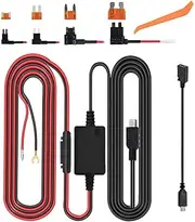 Dash Cam Hardwire Kit 12-24V to 5V / 3A, Micro USB & Mini USB Hard Wire Kit Fuse for Dashcam, Dash Camera Charger Power Cord, （ 13ft