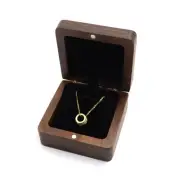 Natural Walnut Wooden Necklace Gift Box Pendant Storage Case Jewelry Display ...