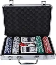 Poker Chip Set, 200PCS Poker Chips Game Set with Cards Dices Portable Aluminum Case for Kids Adults