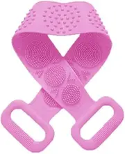 Silicone Body Scrubber Bath Silicone Exfoliating Back Strap Scrub Shower Body Scrubber Brush Handle Body Washer Ergonomic Back Scrubber，60x11cm