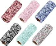sourcing map Cotton Rope Twisted Braided Rope Cord, Multicolored 50m/55 Yard 1.5mm Dia for Wall Hanging, Plant Hanger, Knitting, Macrame Knotting