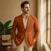 Men 100% Linen Blazer Blazer Jacket Linen Blazer Formal Wedding Christmas Elegant Vintage Summer Spring 100% Linen Solid Color Pocket Single Breasted Two-butto