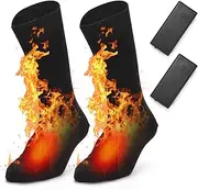 [Generic] Electric Heated Socks Battery Powered Cold Weather Heat Socks for Men and Women Riding Camping Hiking Cycle Warm Winter Socks 2Pcs Battery for Sock
