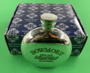Rare Vintage Bowmore Islay Single Malt Scotch Whisky Round Hip Flask Pewter UK